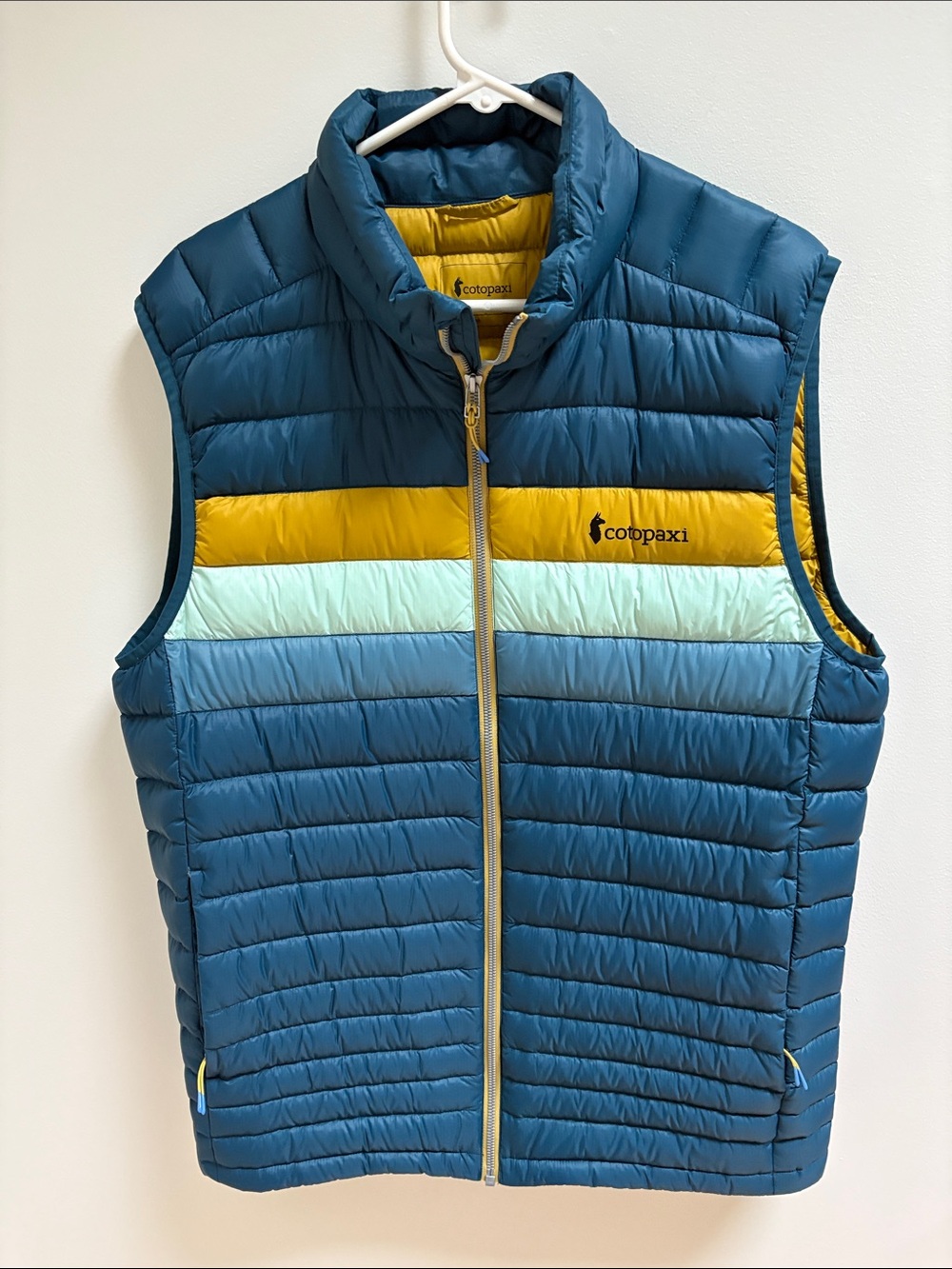 cotopaxi Blue and Yellow Quilted Men's Puffer Vest